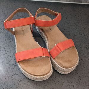 Sun Stone Orange Espadrille Platform Women's Sandals Size 7
